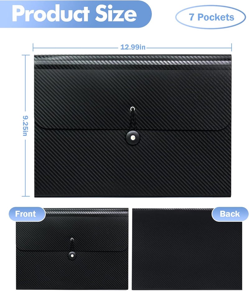 Cesil Black 7-Pocket Expanding File Folder, 33x24x3.5cm, A4, Letter, Polypropylene, Paper, 1x - Image 2