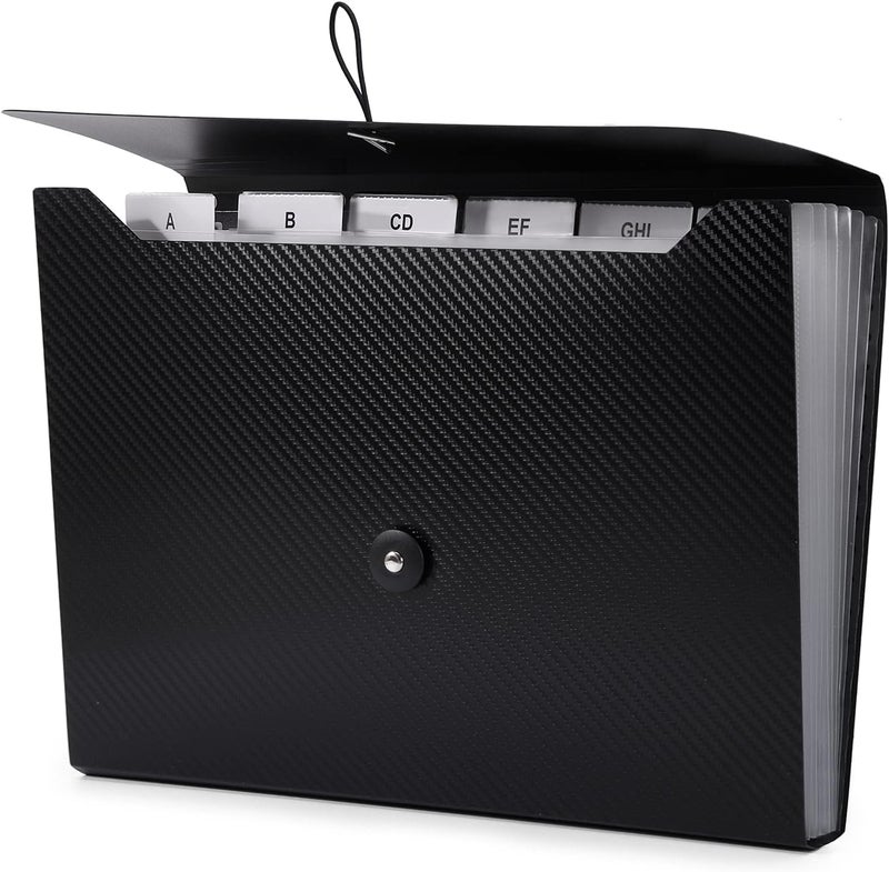 Cesil Black 7-Pocket Expanding File Folder, 33x24x3.5cm, A4, Letter, Polypropylene, Paper, 1x - Image 1