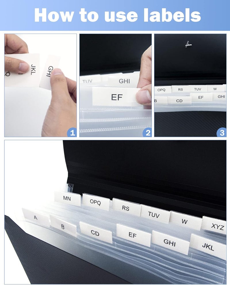 Cesil Black 7-Pocket Expanding File Folder, 33x24x3.5cm, A4, Letter, Polypropylene, Paper, 1x - Image 4