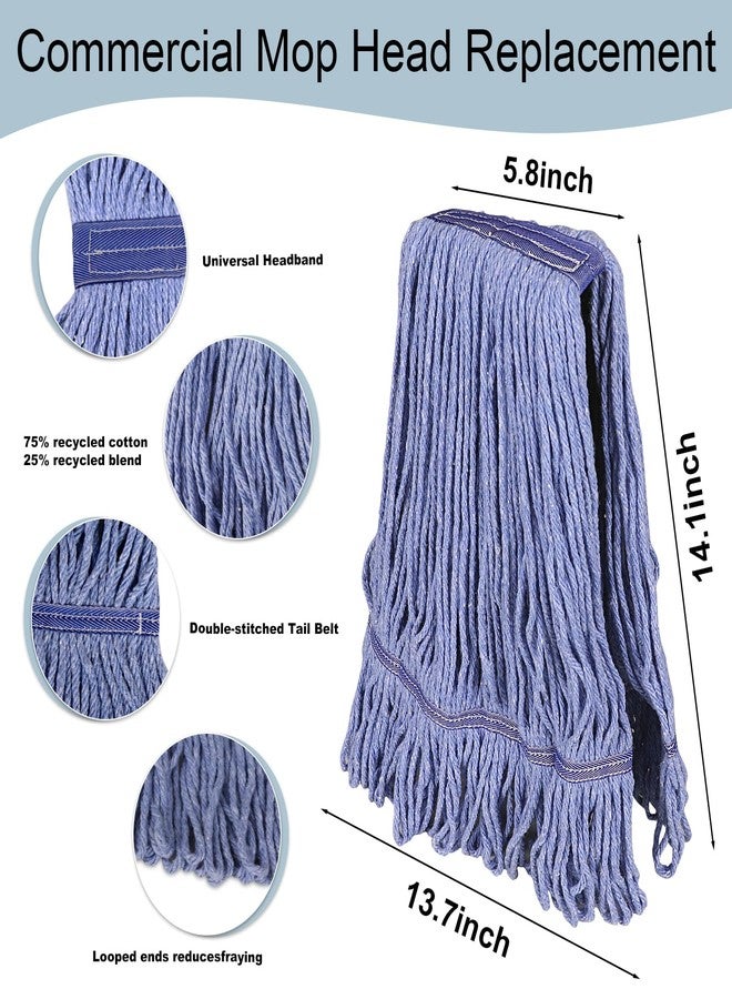 JERIA 4 Pack Heavy Duty Mop Head Replacements,String Mop Head for Commercial,Used for Home,Office and Kitchen,Washable,Reusable Mop - Image 4