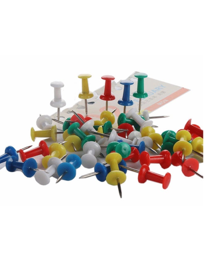 100PCS Colored Push Pins for Bulletin Board – Thumb Tacks with Plastic Heads and Steel Tips – For Cork Board, Wall Posters, Maps, Photos, Office & Home Use – with Storage Box - Image 3