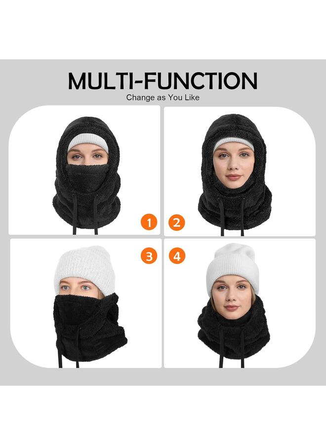 كوفوز قناع التزلج الحراري كوفوفز، قبعة الفرو الدافئة للجنسين، غطاء الرأس المقاوم للرياح مع قلنسوة دافئة للرقبة، قناع شتوي قابل للتعديل للرجال والنساء - Image 4