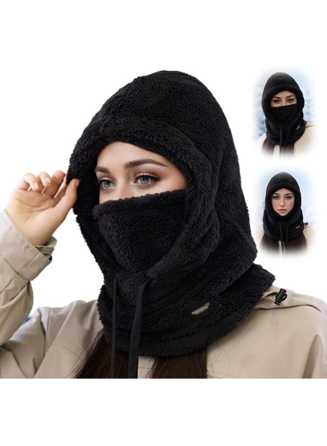 كوفوز قناع التزلج الحراري كوفوفز، قبعة الفرو الدافئة للجنسين، غطاء الرأس المقاوم للرياح مع قلنسوة دافئة للرقبة، قناع شتوي قابل للتعديل للرجال والنساء - Image 1