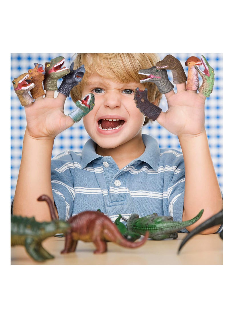 خمسة دمى إصبع على شكل رؤوس ديناصورات، مثالية كهدايا لحفلات، أكياس الهدايا، والأنشطة الممتعة. - Image 3