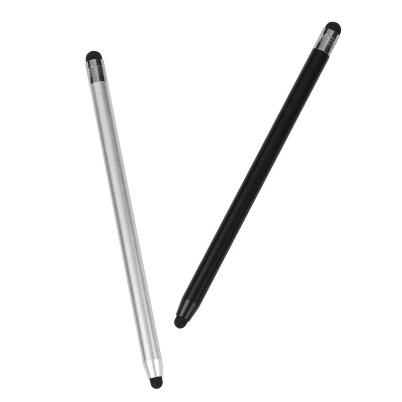 Double End Capacitive Stylus Pen 2 Pack Dark Black and Silver for Phone Tablet Touch Screen - Image 2