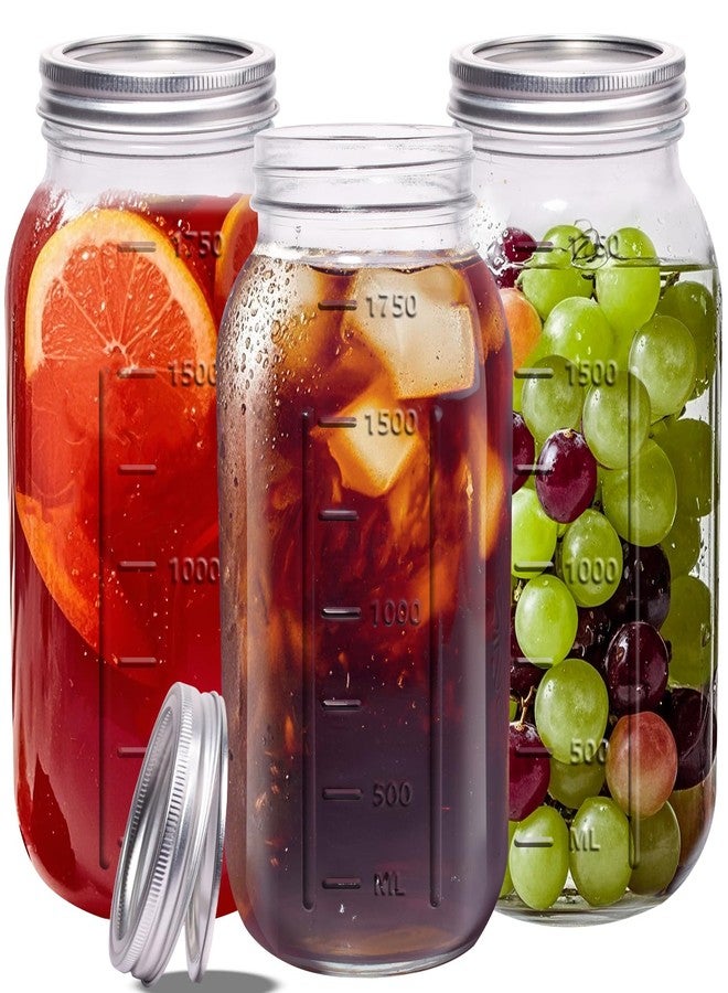 eleganttime 64 oz Mason Jar Wide Mouth 3 Pack,Large Half Gallon Mason Jar with Airtight Lid,Big 1/2 Gallon Big Mason Jars for Canning,Pickling, Fermentation and Preservation - Image 1