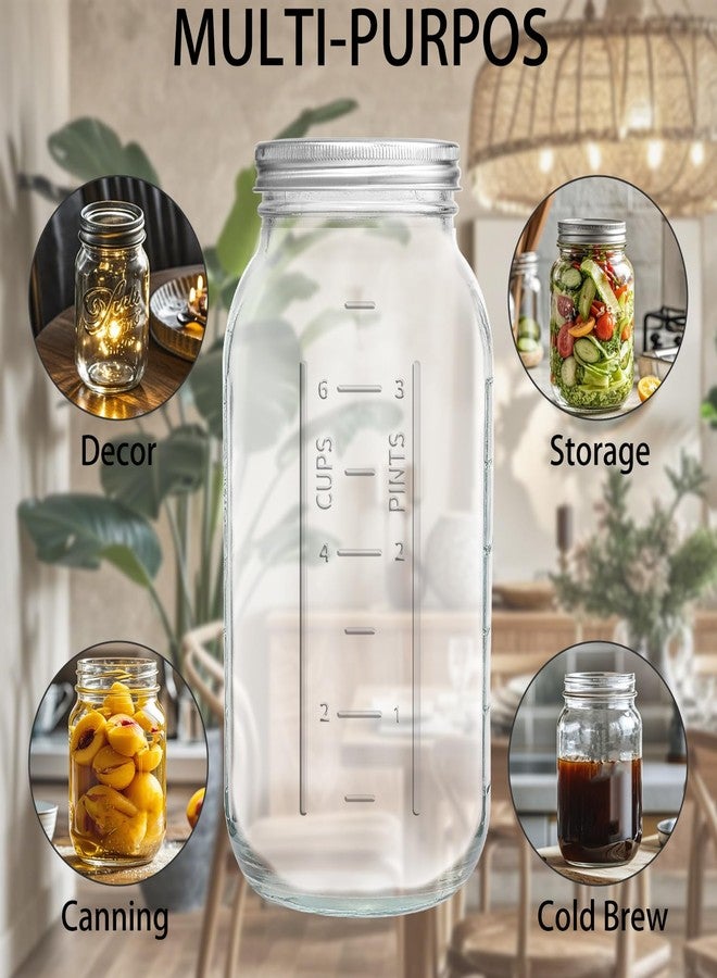 eleganttime 64 oz Mason Jar Wide Mouth 3 Pack,Large Half Gallon Mason Jar with Airtight Lid,Big 1/2 Gallon Big Mason Jars for Canning,Pickling, Fermentation and Preservation - Image 5