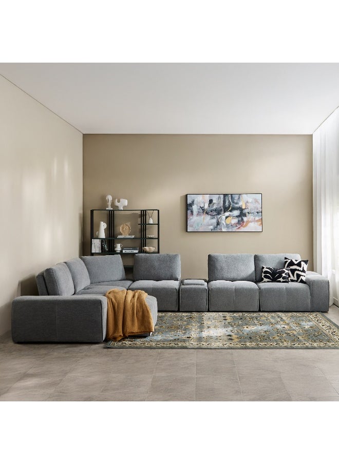 Home Box Cecile 7-Seater Fabric Sectional Corner Sofa with Console  - Image 1
