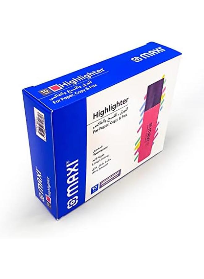 Maxi Super Fluorescent Premium Highlighter Box Of 10Pc Pink Ultra Smooth For Paper Copy And Fax  - Image 2