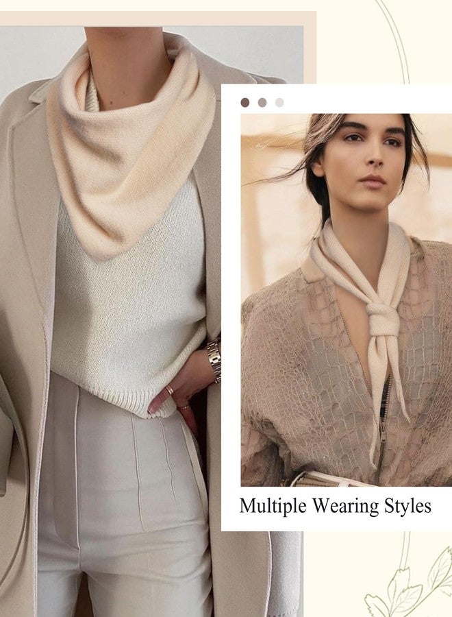 Molans 43 inch Winter Knit Neck Scarf - Warm Crochet Triangle Neck Scarves For Women Girls, Beige Middle Aesthetic Streetwear Headscarf, Autumn Accessories - Image 4