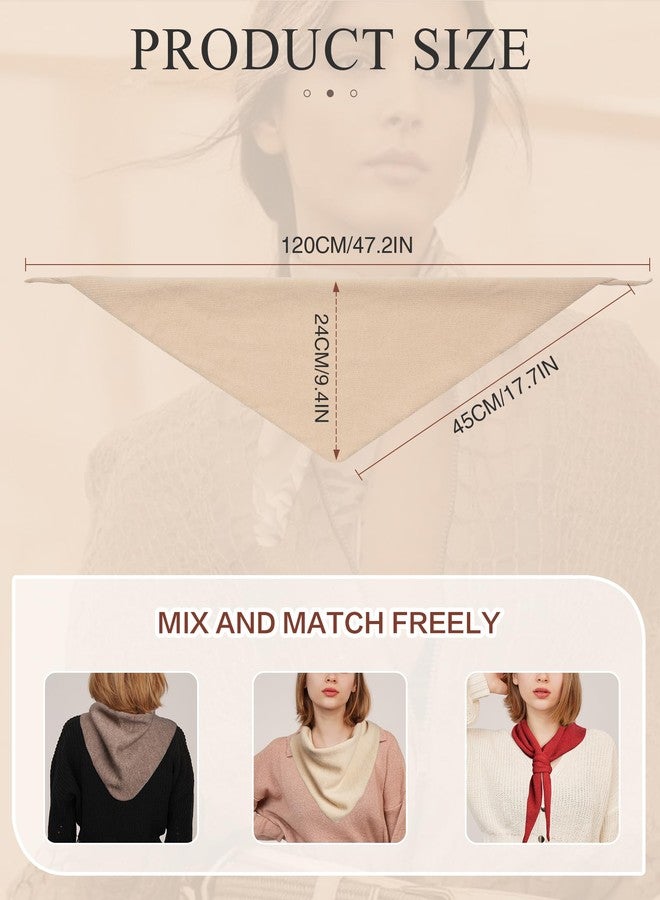 Molans 43 inch Winter Knit Neck Scarf - Warm Crochet Triangle Neck Scarves For Women Girls, Beige Middle Aesthetic Streetwear Headscarf, Autumn Accessories - Image 2