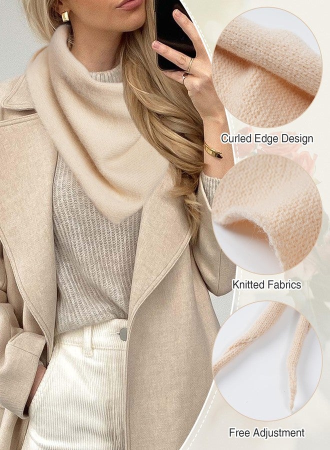 Molans 43 inch Winter Knit Neck Scarf - Warm Crochet Triangle Neck Scarves For Women Girls, Beige Middle Aesthetic Streetwear Headscarf, Autumn Accessories - Image 5