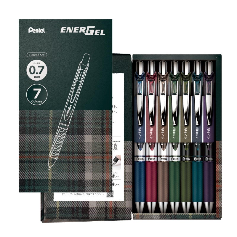 Pentel BL77-L7 Gel Ink Ballpoint Pen, EnerGel 0.7mm, Limited Edition, 7 Colors Set - Image 1