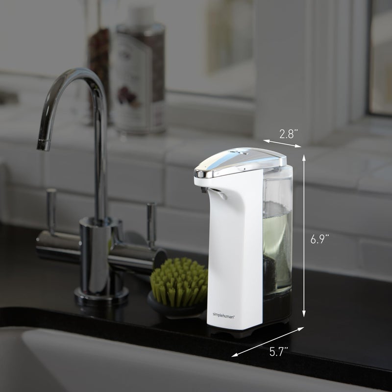 simplehuman 8 oz. Touch-Free Sensor Liquid Soap Pump Dispenser with Soap Sample, Brushed Nickel - Image 4