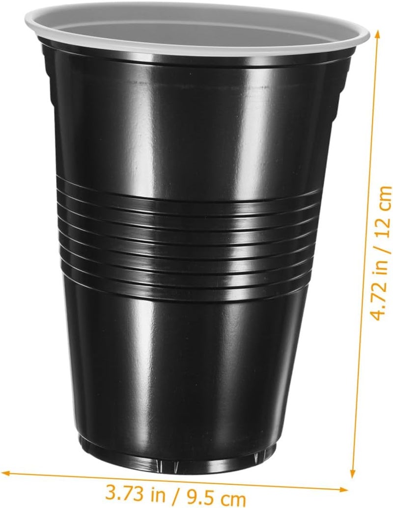 Abaodam Disposable Plastic Party Cups 16oz Black Wine Glasses 20pcs for Birthday Party Wedding Event Supplies - Image 2