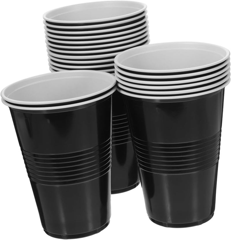 Abaodam Disposable Plastic Party Cups 16oz Black Wine Glasses 20pcs for Birthday Party Wedding Event Supplies - Image 1