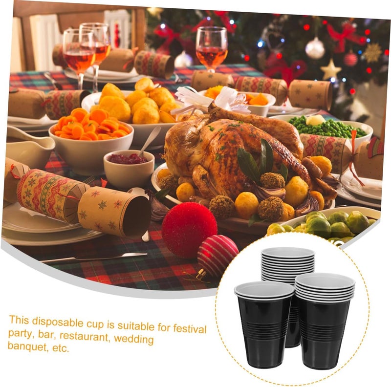 Abaodam Disposable Plastic Party Cups 16oz Black Wine Glasses 20pcs for Birthday Party Wedding Event Supplies - Image 3