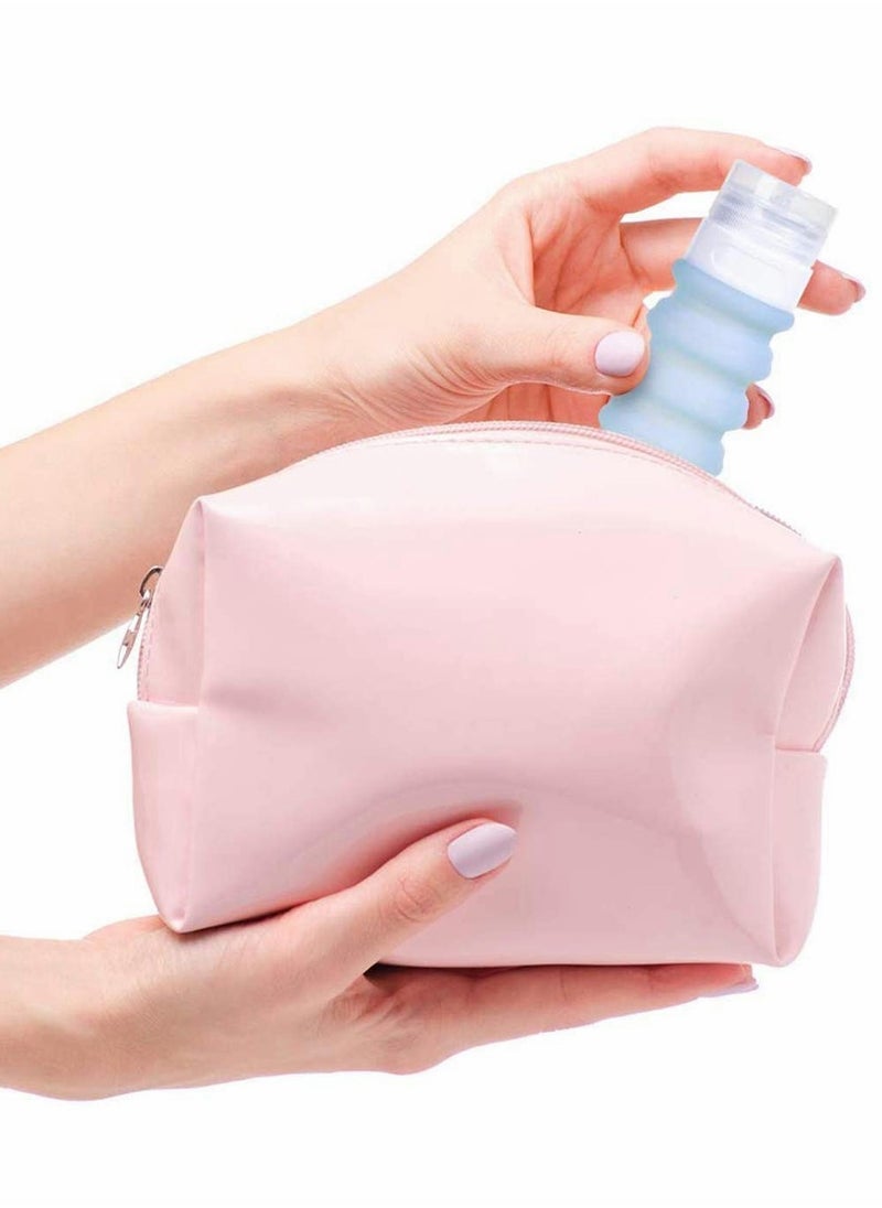 Travel Bottles Squeezable Silicone Leakproof Carry On Luggage Container Set for Toiletries and Cosmetics Under 100ml with Clear Toiletry Bag and Spray Bottles Idea for Easy Airport Access