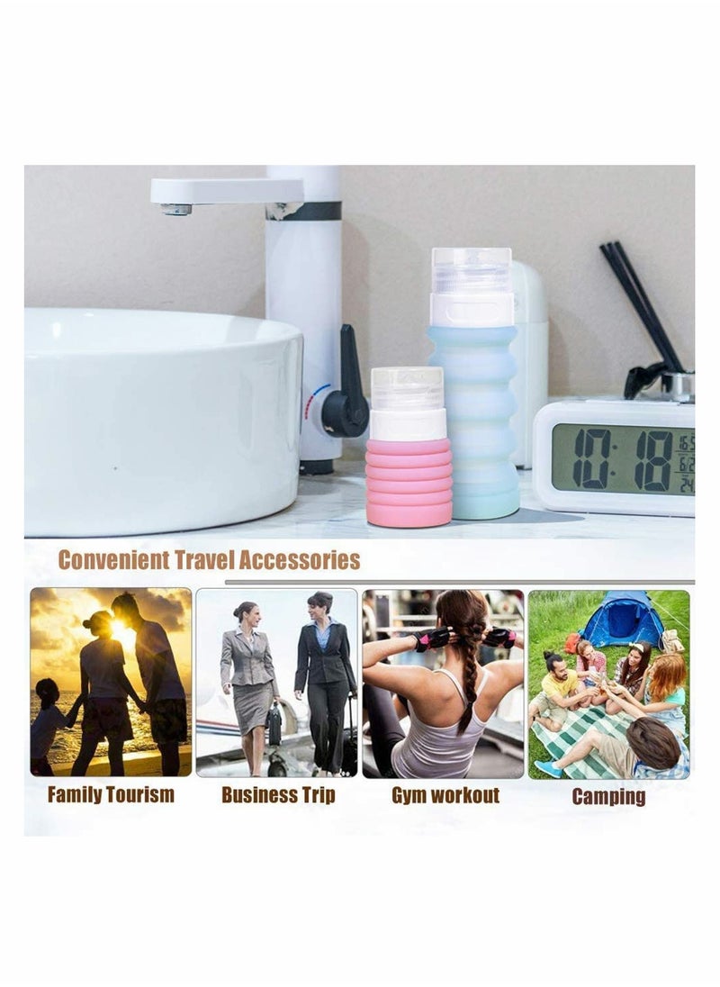 Travel Bottles Squeezable Silicone Leakproof Carry On Luggage Container Set for Toiletries and Cosmetics Under 100ml with Clear Toiletry Bag and Spray Bottles Idea for Easy Airport Access