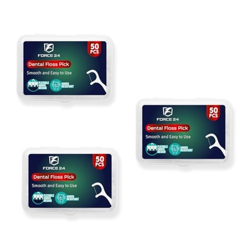 FORCE 24 Force24 Dental Floss Picks for Tooth Cleaning Fresh Dental Floss Toothpick Cleaners, Oral Care Teeth Flossing Thread Toothpicks Stick Set for Fresh and Healthy Gums (50pcs) (Pack of 3) - Image 1