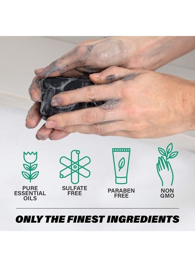 southern natural Activated Charcoal Soap Bar (3 Pack) Charcoal Face Soap, Acne Soap and Body Soap For Sensitive Skin. Made With Dead Sea Mud, Goat Milk & Peppermint Essential Oil. 4-4.5 oz bars  - Image 4