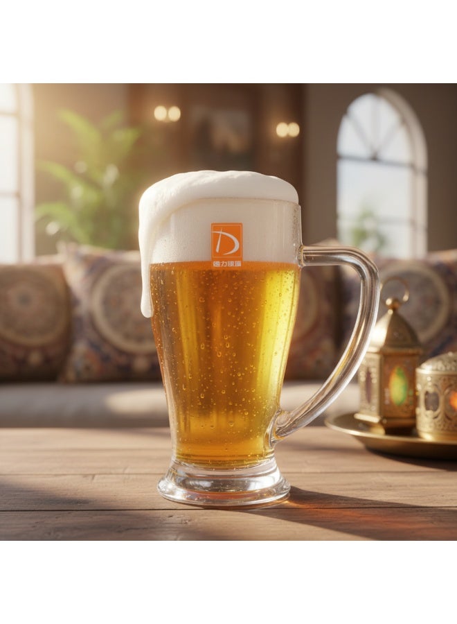 AKDC Crystal Glass 650ml Beer Mug with Heavy Base and Strong Handle for Chilled Beverages - Image 2