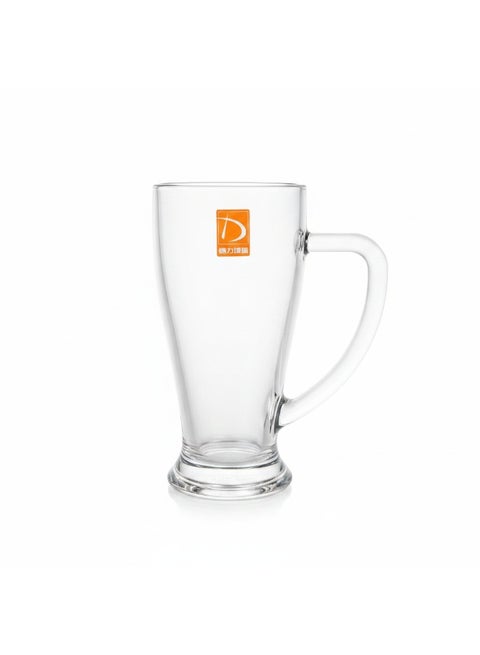 Crystal Glass 650ml Beer Mug with Heavy Base and Strong Handle for Chilled Beverages