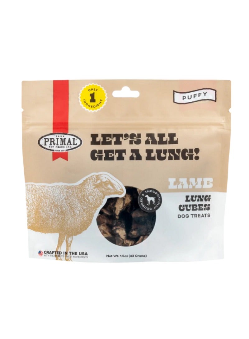 Primal Pet Foods Let’s All Get A Lung Lamb Dehydrated Treat For Dog 43g - Image 1