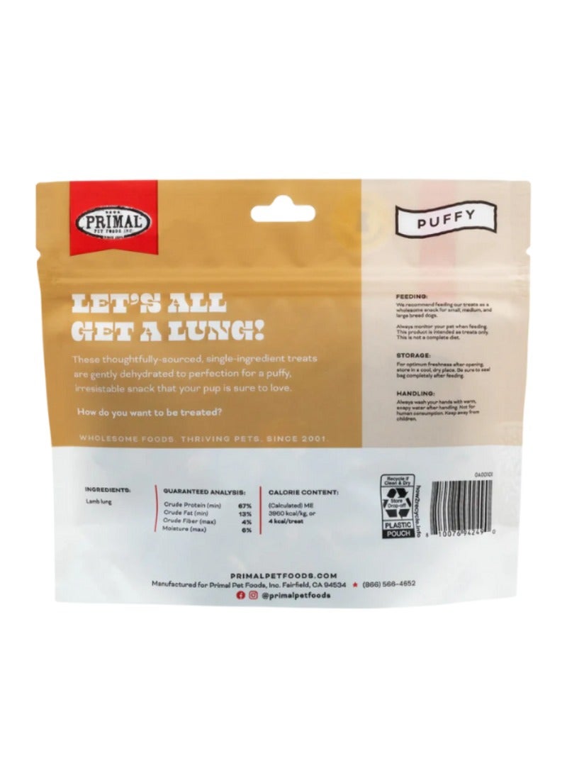 Primal Pet Foods Let’s All Get A Lung Lamb Dehydrated Treat For Dog 43g - Image 2