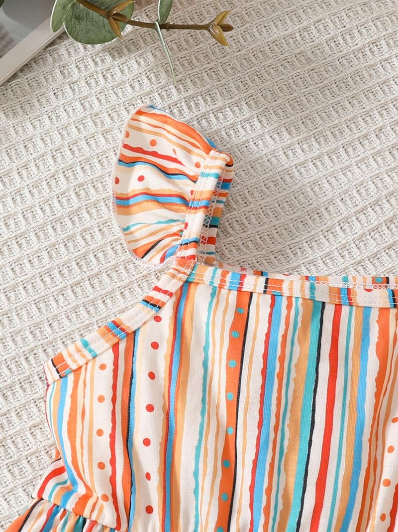 VARMILO Girls Dresses Toddler Girls Dress 3-Pack Summer Casual Party Print Skater Dress Sundress Size 2-3Years Orange - Image 2
