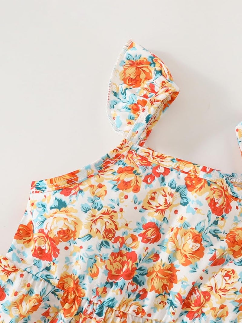VARMILO Girls Dresses Toddler Girls Dress 3-Pack Summer Casual Party Print Skater Dress Sundress Size 2-3Years Orange - Image 4