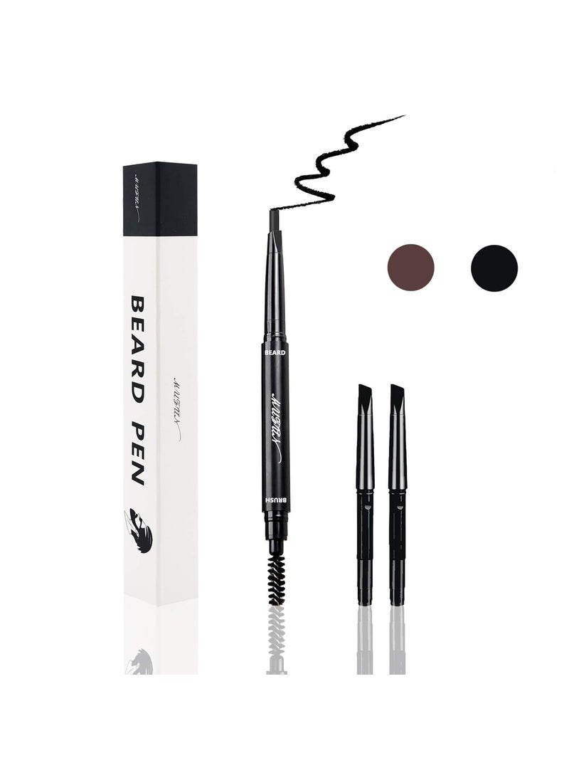 MUFUN - Beard Pencil Filler for Men  Water Resistance Sweat Proof Long Lasting  Natural Finish barber Pencil Mustache Repair Shape Two more Pencil Replacement Tip black - Image 1