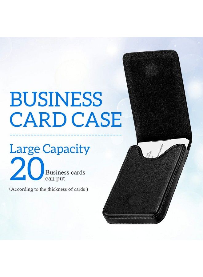 Outus 2 Pieces Business Card Holder Business Card Wallet Pu Leather Business Card Case Pocket Business Name Card Holder With Magnetic Shut Credit Card Id Case Wallet (Black Blue)  - Image 5