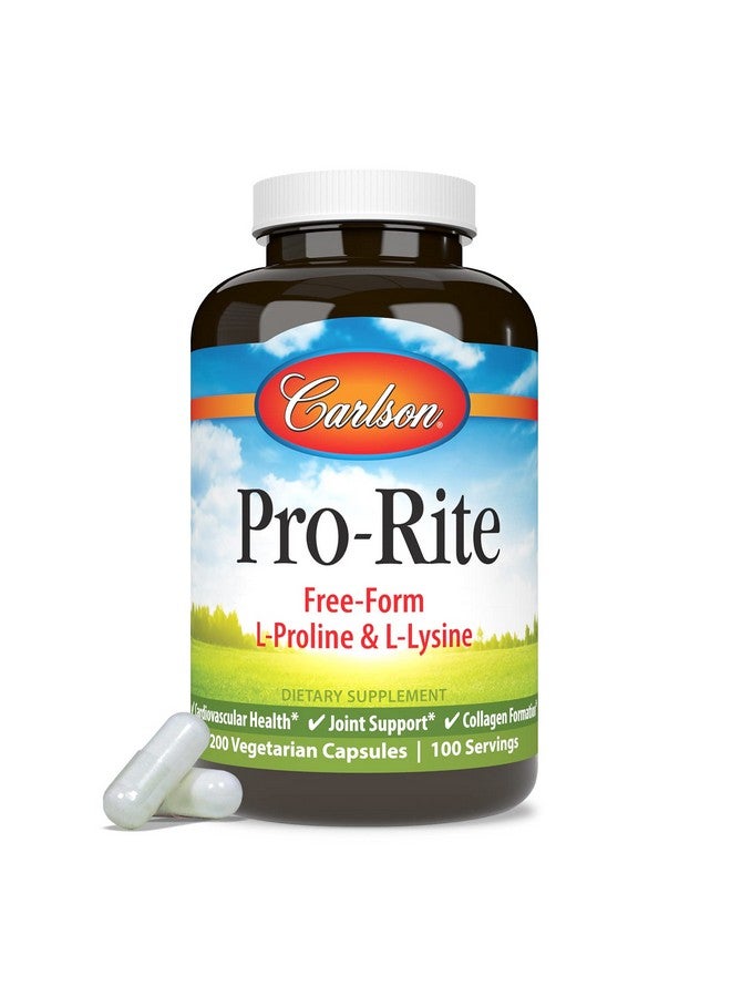 Carlson - Pro-Rite, Free-Form L-Proline & L-Lysine, Health, Joint Support & Collagen Formation, 200 Capsules - Image 5