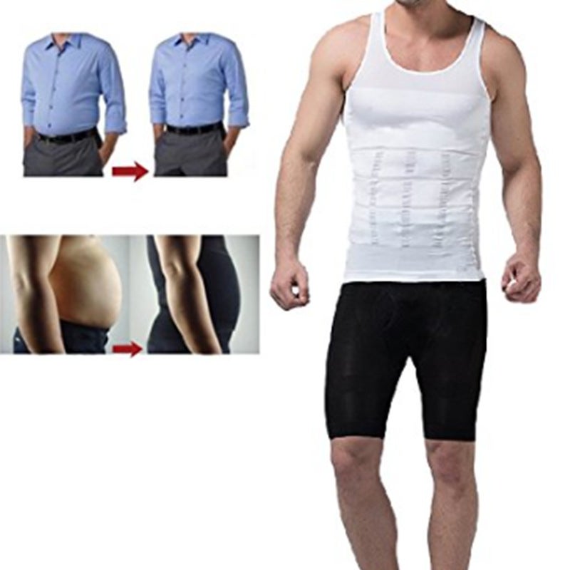Mens Slimming Vest Shapewear Sports Waist Trimmer White White - Image 5