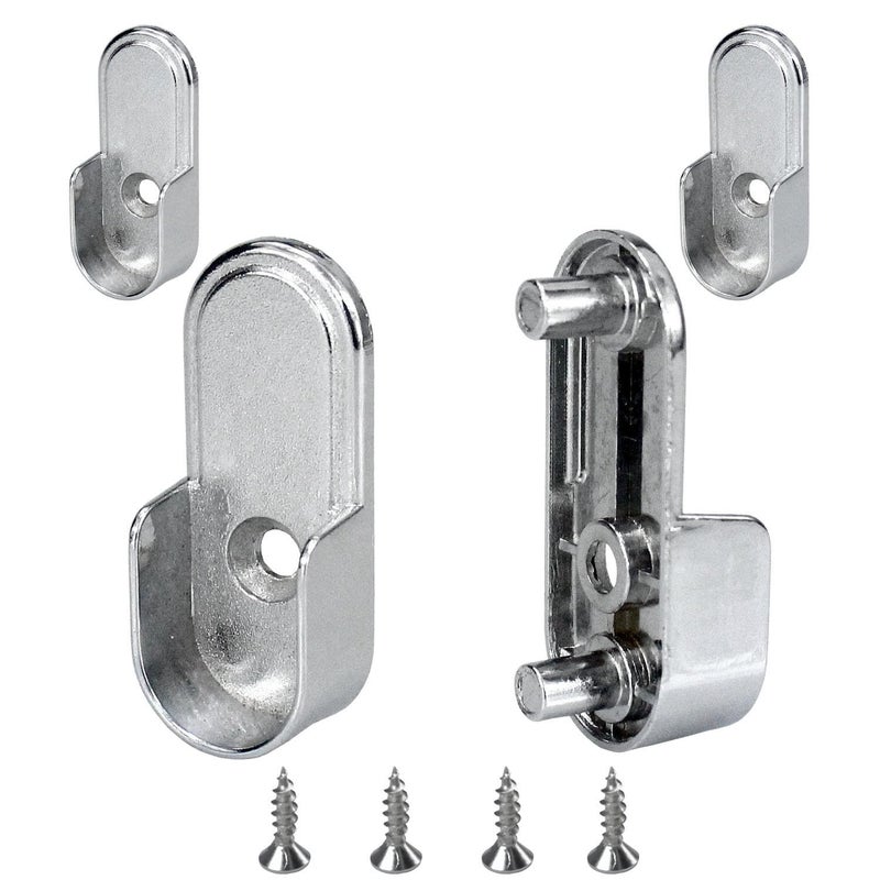 HDbonemu 4Pcs Wardrobe Bracket Zinc Alloy Closet Rod Holders 15mm x 30mm Oval Closet Rod End Supports Single Hole with Rear Facing 65mm Pins