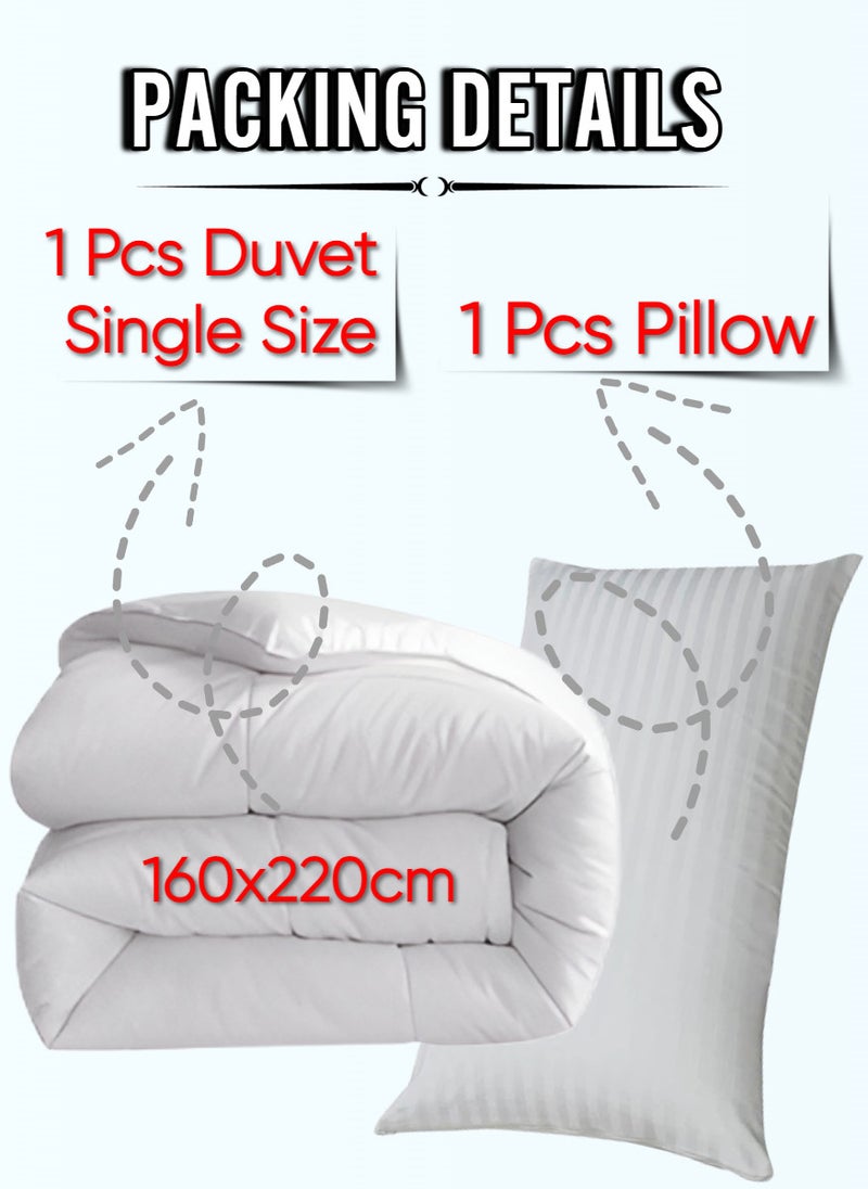 Blueberry Premium Down Alternative -Duvet Insert Single Size Cotton White 160X220Cm With 1 Piece Pillow - Image 3