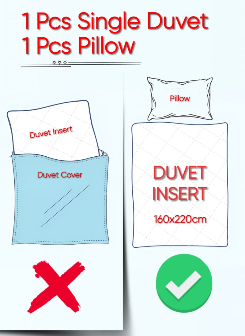 Blueberry Premium Down Alternative -Duvet Insert Single Size Cotton White 160X220Cm With 1 Piece Pillow - Image 5