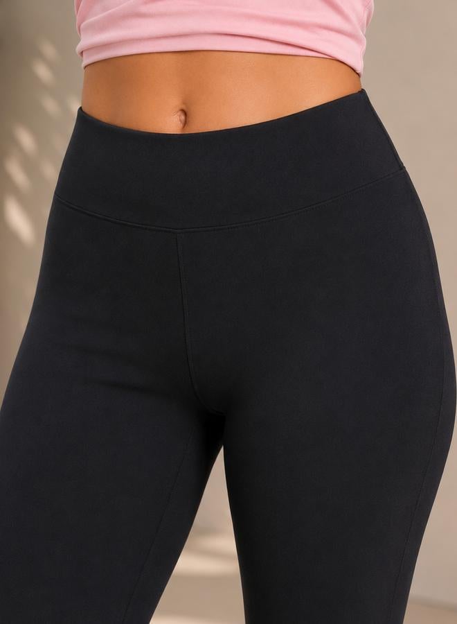 Take Two Black Solid Active Leggings with Logo Print By Lazzycat - Image 3