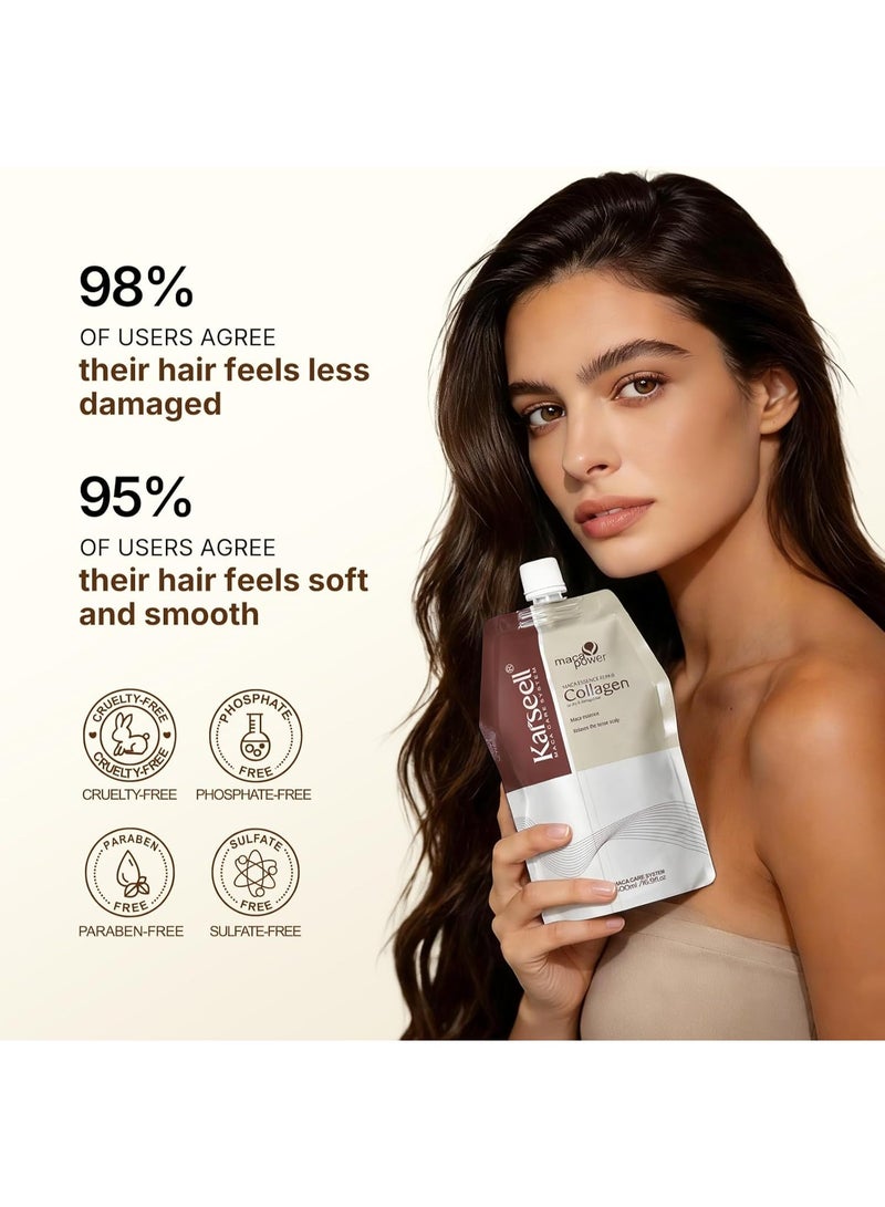 Karseell Hair Mask Collagen Maca Essence Deep Repair Argan Oil Hair Masks for Dry Damaged Hair All Hair Types 500ml - Image 5