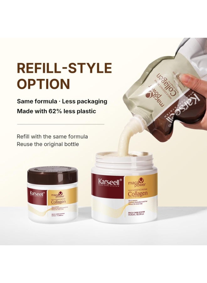 Karseell Hair Mask Collagen Maca Essence Deep Repair Argan Oil Hair Masks for Dry Damaged Hair All Hair Types 500ml - Image 4