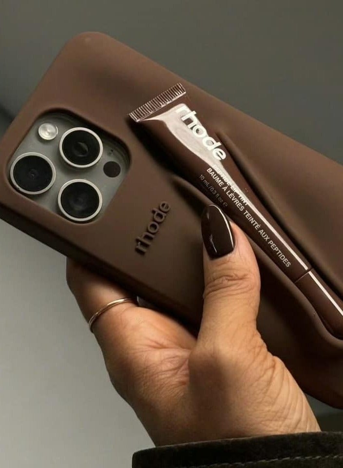 Rhode iPhone 16 plus Phone Case with Lip Gloss ,Silicone Shockproof and Scratch-Resistant Protective Case,Phone Rhode Case with Silicone Lipstick Holder,Applicable to iPhone 16 plus-(Espresso） - Image 2