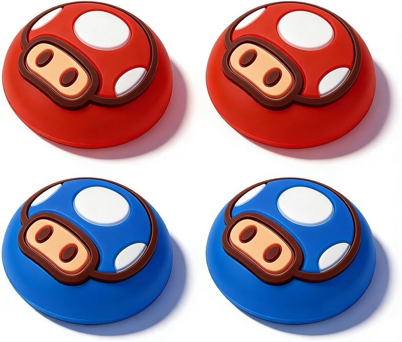 Sunmike Thumb Grip Caps for Nintendo Switch/OLED/Switch Lite, 4 Pcs Caps for Nintendo Switch Joystick Covers Kawaii Accessories Switch Thumb Caps - Blue&Red - Image 1
