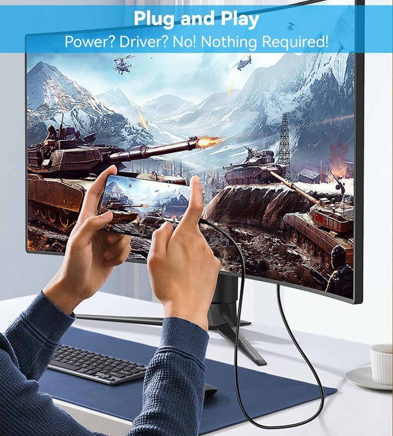 atdaraz USB C to VGA Cable 3FT, USB Type-C to VGA Male to Male Adapter Cord Thunderbolt 3 Compatible vga to Type-C Cable for iPhone 15 Pro, MacBook Pro/Air, iPad Pro, Surface Book 3, Galaxy S23, More - Image 3