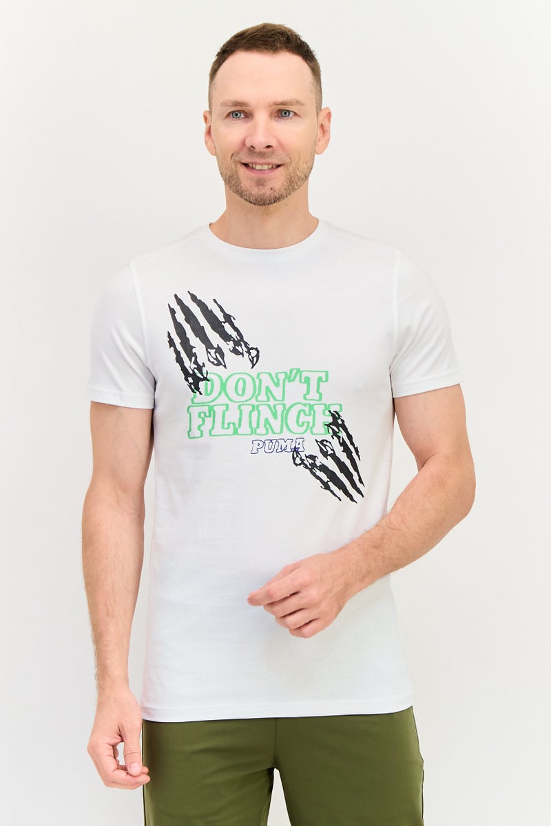 PUMA تي شيرت رياضي للرجال بأكمام قصيرة مناسب للخارج، أبيض - Image 1