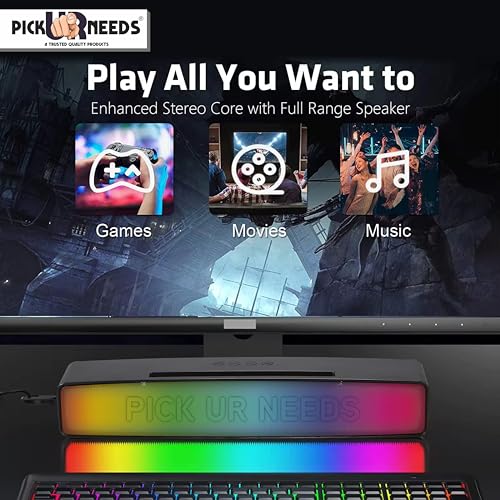 Pick Ur Needs Rechargeable Portable Bluetooth Wireless Home TV Soundbar with Multicolor Light Stereo Speaker (Black) - Image 2