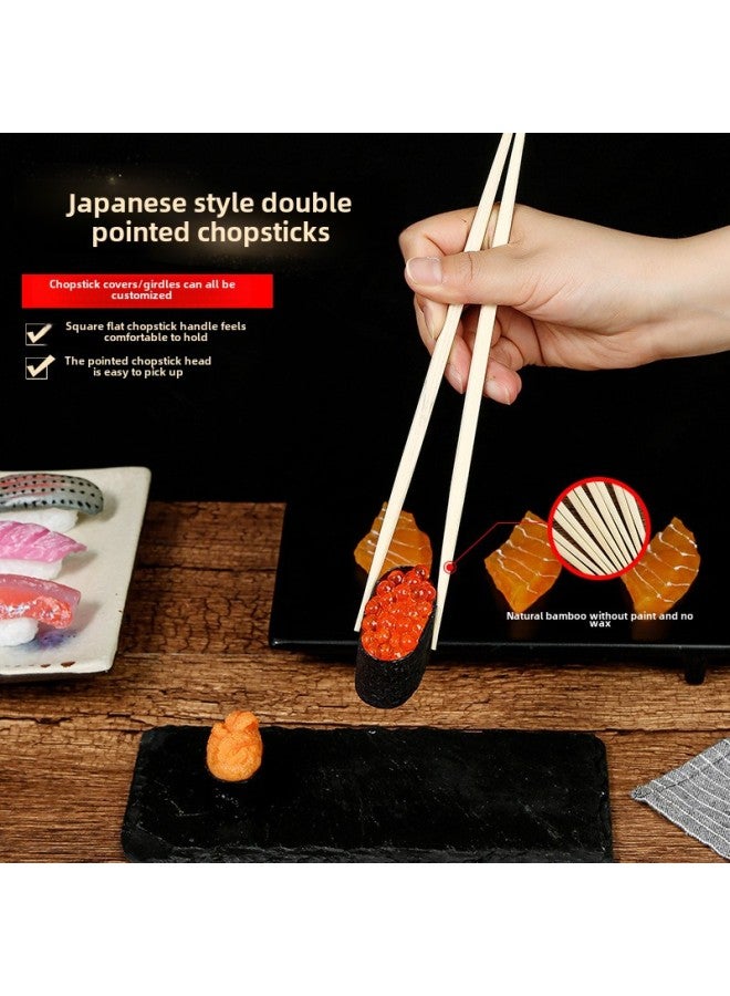 Disposable Sushi Cuisine Barbecue Custom High-grade Two-pointed Double-headed Bamboo Chopsticks Takeaway Manufacturers Japanese Chopsticks-Color:Custom Logo24cm Carbonized Tip (sticker/paper)  - Image 5