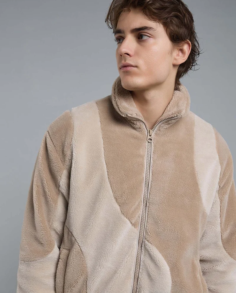 R&b Sherpa Jacket with Button Closure