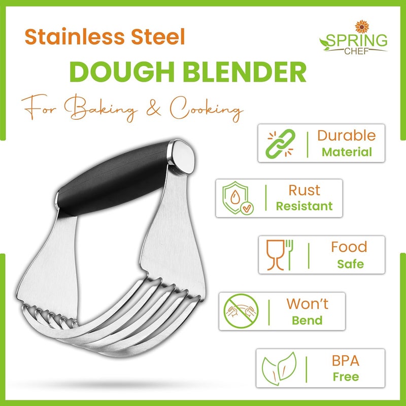 Spring Chef XL Stainless Steel Pastry Cutter Tool for Baking - Heavy Duty Dough Blender - Butter & Dough Cutter Tool with Sharp Blades - Pastry Blender for Easy Mixing - Dishwasher Safe - Black - Image 2