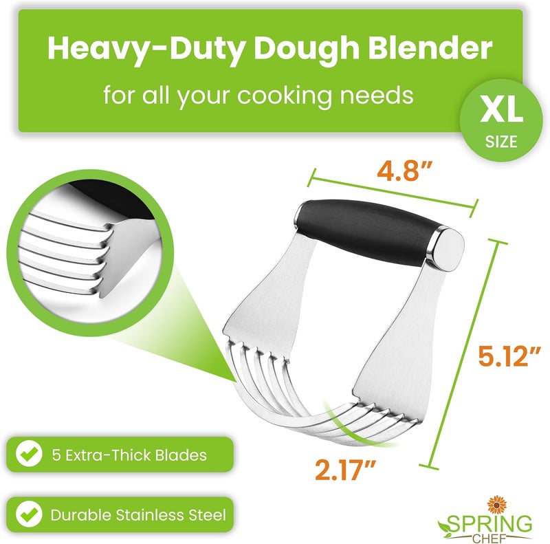 Spring Chef XL Stainless Steel Pastry Cutter Tool for Baking - Heavy Duty Dough Blender - Butter & Dough Cutter Tool with Sharp Blades - Pastry Blender for Easy Mixing - Dishwasher Safe - Black - Image 3
